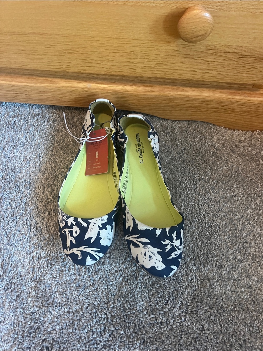 Mossimo Supply Co. Navy and White Floral Slip-On Ballet Flats